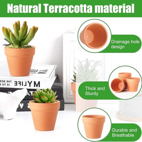 Terra Cotta Pots, 24 Pack 3.15 Inch Mini Clay Pot with Drainage Holes,Cactus Flo - Picture 4 of 8